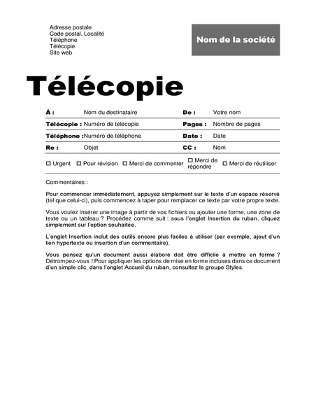 Page de garde de télécopie (conception professionnelle) Page de garde de télécopie (conception professionnelle)