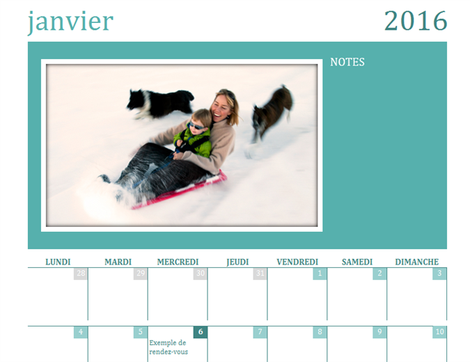 Calendrier photo familial Calendrier photo familial