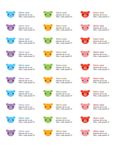 Return address labels (Rainbow Bears design, 30 per page, works with Avery 5160) Return address labels (Rainbow Bears design, 30 per page, works with Avery 5160)