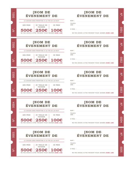 Tickets de tombola Tickets de tombola