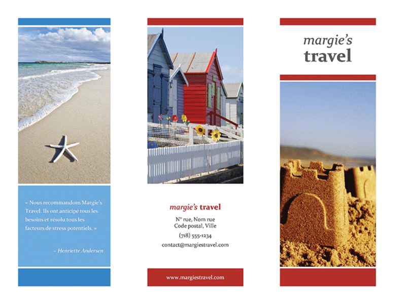 Brochure de voyage en trois parties (rouge, or, et bleu) Brochure de voyage en trois parties (rouge, or, et bleu)