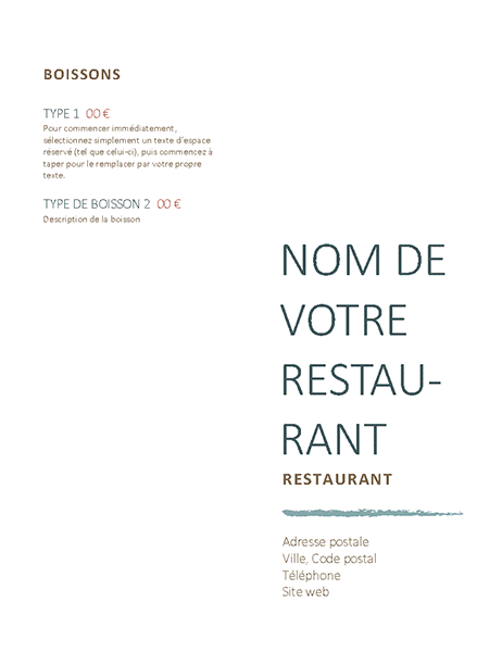 Speisekarte für ein Restaurant Speisekarte für ein Restaurant