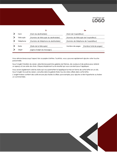 Page de garde de télécopie Angles modernes Page de garde de télécopie Angles modernes