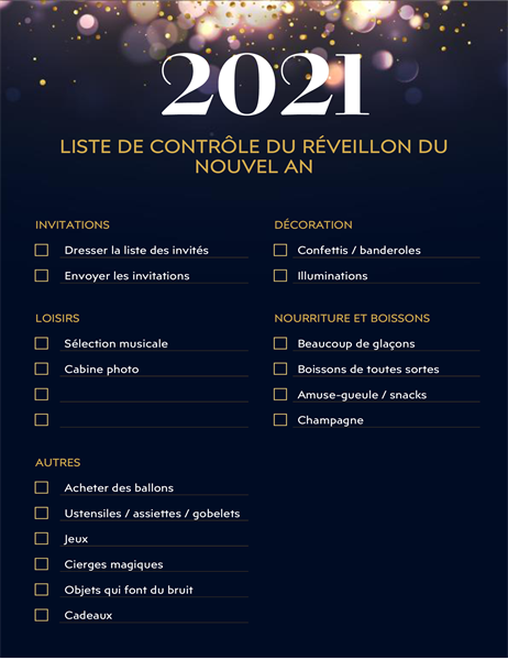 Checkliste für Silvesterparty Checkliste für Silvesterparty