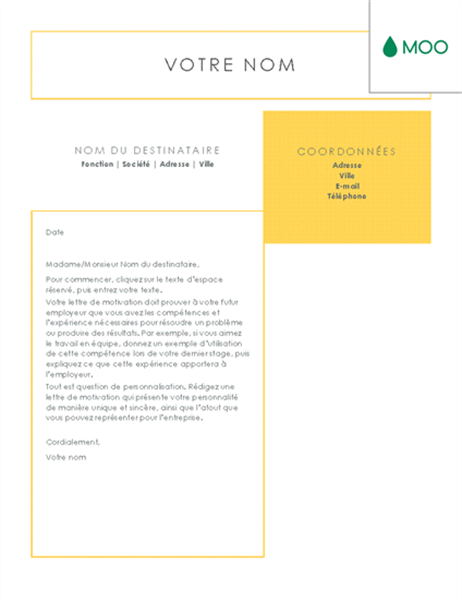 Lettre de motivation simple et épurée, conçue par MOO Lettre de motivation simple et épurée, conçue par MOO