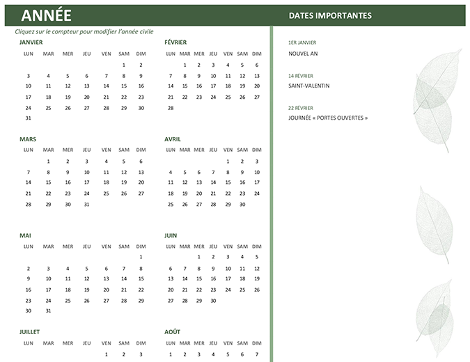 Calendrier professionnel (universel, Dim-Sam) Calendrier professionnel (universel, Dim-Sam)