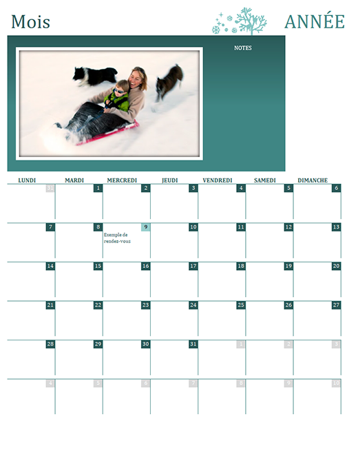 Calendrier familial par saisons (année quelconque, Lun-Dim) Calendrier familial par saisons (année quelconque, Lun-Dim)