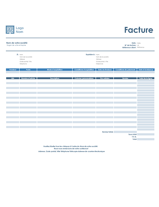 Verkaufsrechnung (Design „Einfaches Blau“) Verkaufsrechnung (Design „Einfaches Blau“)