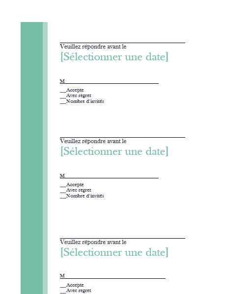 Antwortkarten für Hochzeit (3 pro Seite) Antwortkarten für Hochzeit (3 pro Seite)