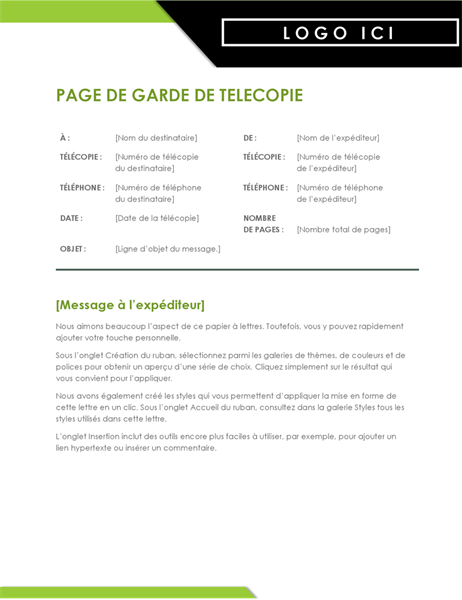 Page de garde de télécopie Logo gras Page de garde de télécopie Logo gras