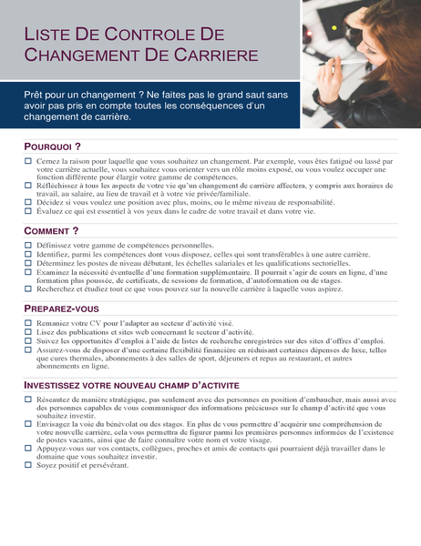 Liste de contrôle de changement de carrière Liste de contrôle de changement de carrière