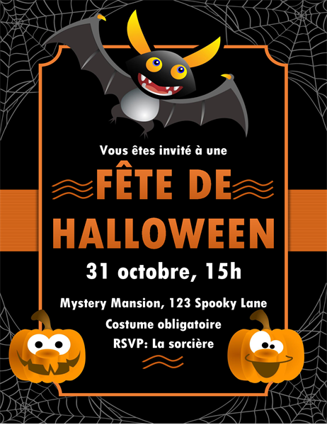 Invitation Halloween chauve-souris Invitation Halloween chauve-souris