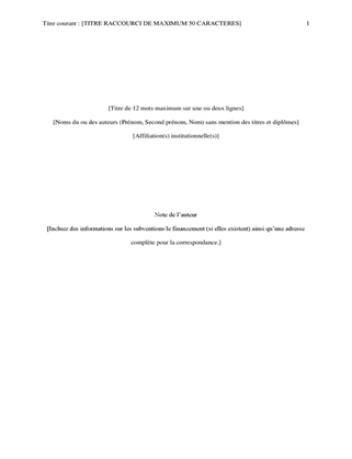 Rapport de style APA (6e édition) Rapport de style APA (6e édition)