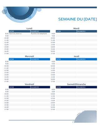 Calendrier des rendez-vous Sphères bleues Calendrier des rendez-vous Sphères bleues