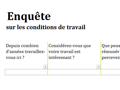 Enquête sur les conditions de travail Enquête sur les conditions de travail