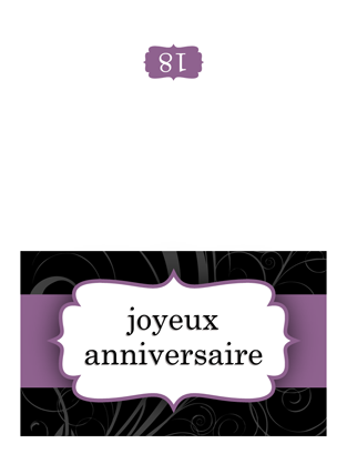 Carte d’anniversaire (ruban violet, deux volets)
