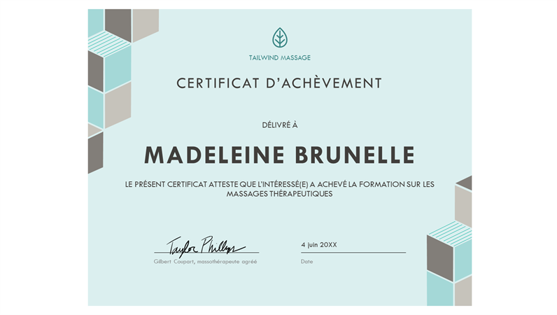 Certificat de réussite (bleu) Certificat de réussite (bleu)