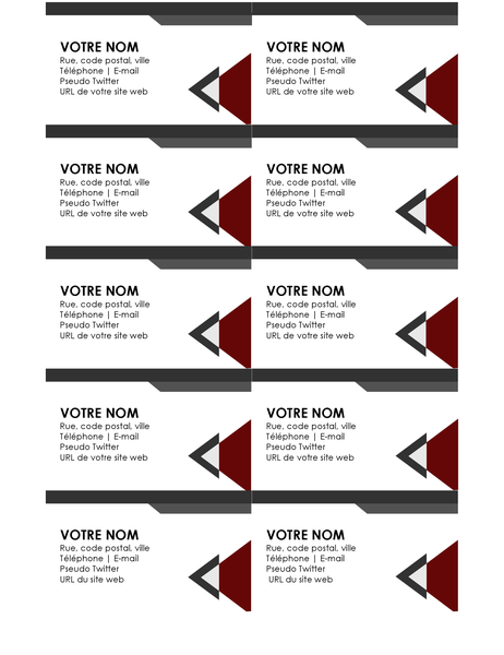 Cartes de visite Angles modernes Cartes de visite Angles modernes