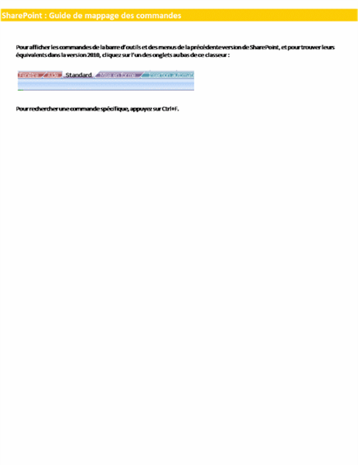 Classeur de référence pour les mappages du Ruban SharePoint Server Classeur de référence pour les mappages du Ruban SharePoint Server