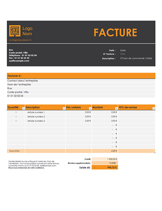 Facture Commerciale Office Templates Facture Commerciale Office Templates