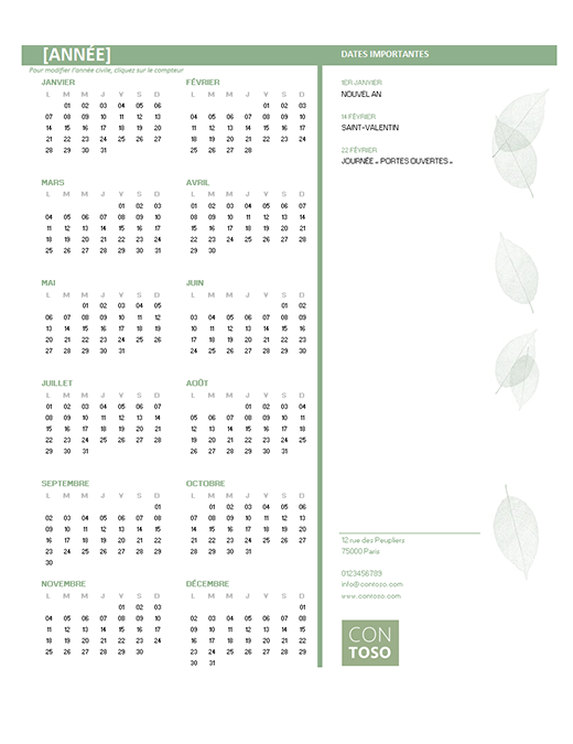 Calendrier pour les petites entreprises (universel, Lun-Dim) Calendrier pour les petites entreprises (universel, Lun-Dim)