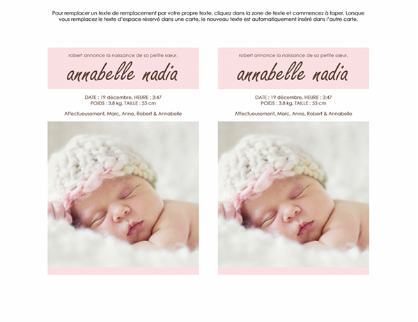 Annonce Nouveau bébé (fille) Annonce Nouveau bébé (fille)