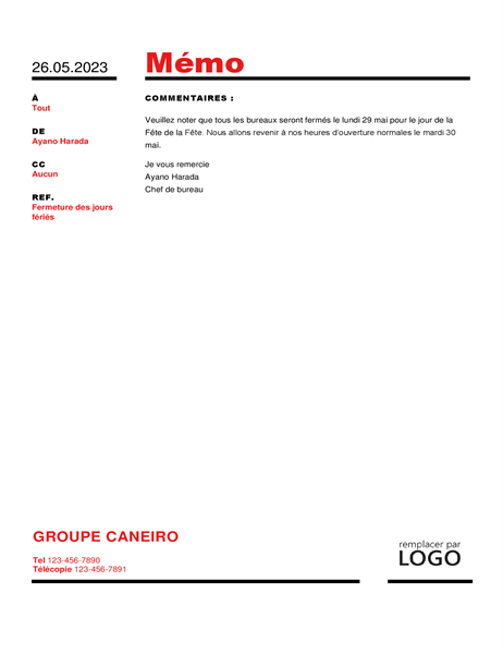 Mémo professionnel (rouge) Mémo professionnel (rouge)