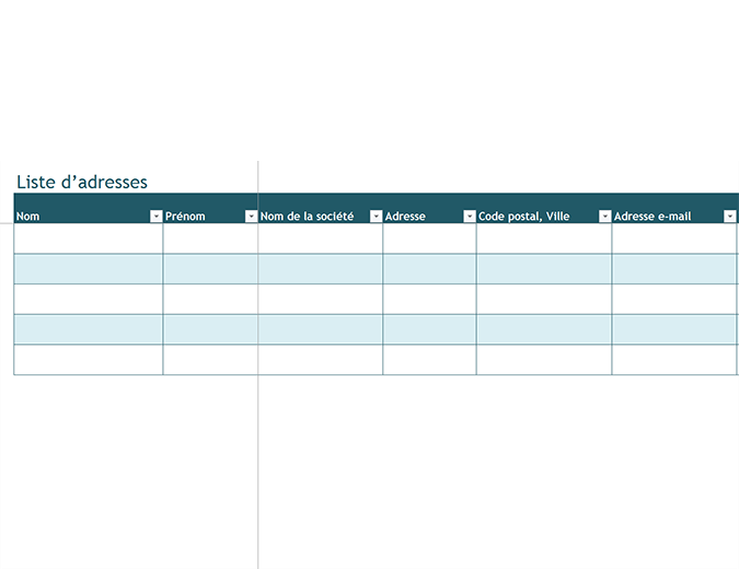 Liste de contacts clientèle Office Templates