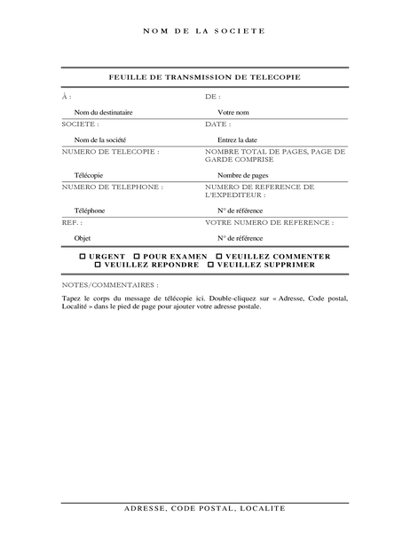 Page de garde de télécopie (élégante) Page de garde de télécopie (élégante)