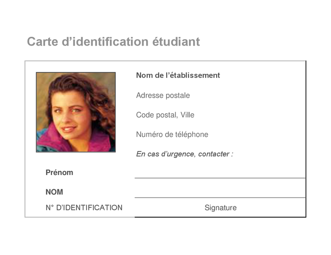 Carte d’identification étudiant Carte d’identification étudiant