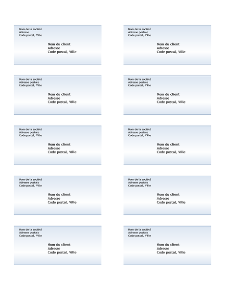 Étiquettes d’expédition (conception avec dégradé de bleus, 10 par page) Étiquettes d’expédition (conception avec dégradé de bleus, 10 par page)