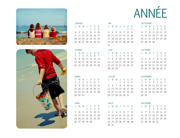 Calendrier photo familial (n’importe quelle année) Calendrier photo familial (n’importe quelle année)
