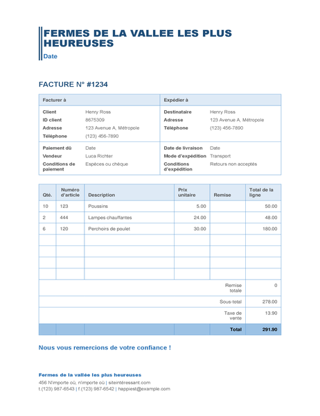 modele facture de loyer commercial