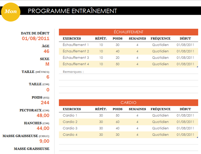 Plan de remise en forme Plan de remise en forme