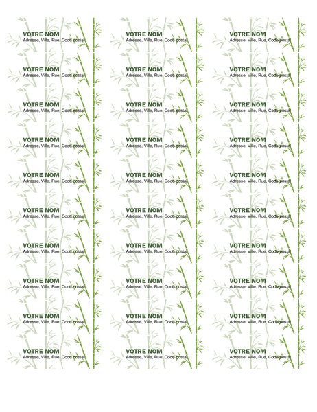 Étiquette d’adresse d’expéditeur (Bamboo, 30 par page, compatible avec la référence Avery 5160) Étiquette d’adresse d’expéditeur (Bamboo, 30 par page, compatible avec la référence Avery 5160)
