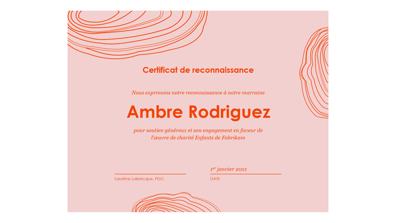 Certificat de reconnaissance envers un parrain Certificat de reconnaissance envers un parrain