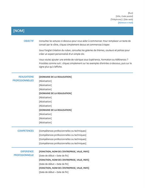 C.V. fonctionnel conception simple