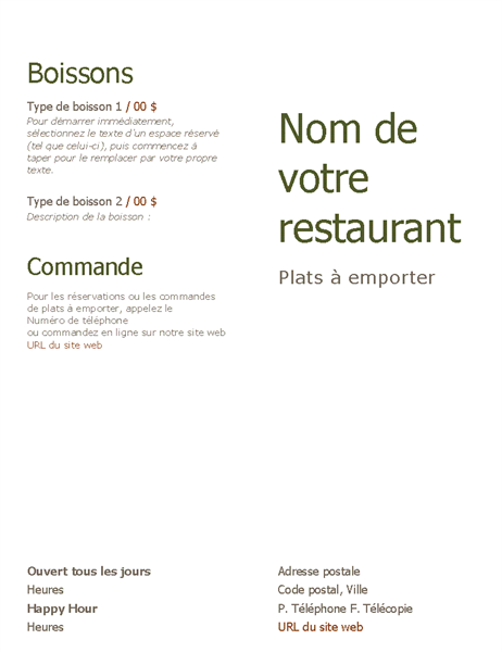 Plats à emporter