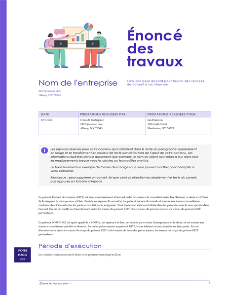 Énoncé des travaux (conception rouge) Énoncé des travaux (conception rouge)