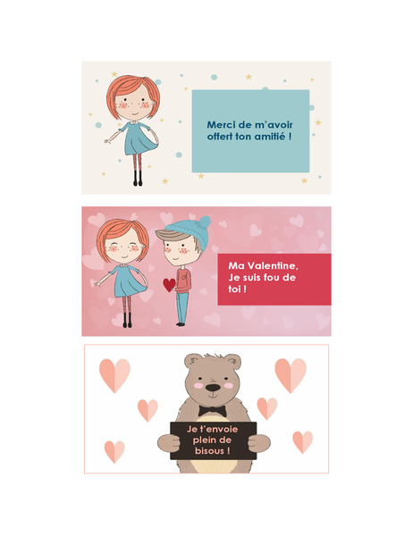 Cartes de Saint-Valentin pour les enfants (12 conceptions, 3 par page) Cartes de Saint-Valentin pour les enfants (12 conceptions, 3 par page)