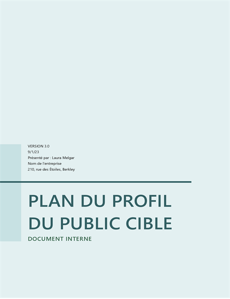 Plan du profil du public cible