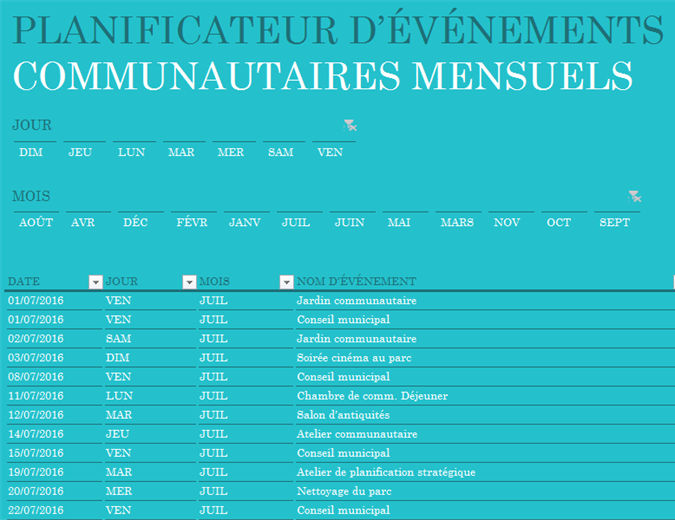 Planificateur d’événements communautaires Planificateur d’événements communautaires
