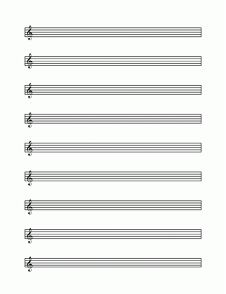 Papier à musique (clé de sol, 9 portées par page)
