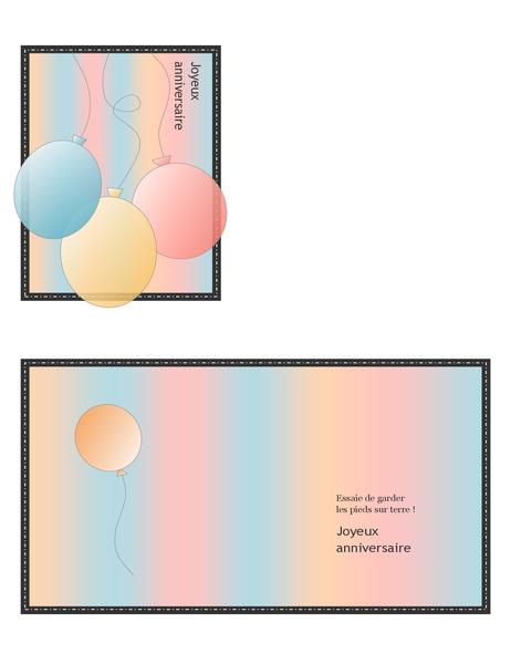 Carte d’anniversaire (avec ballons et rayures, pliée en quatre) Carte d’anniversaire (avec ballons et rayures, pliée en quatre)