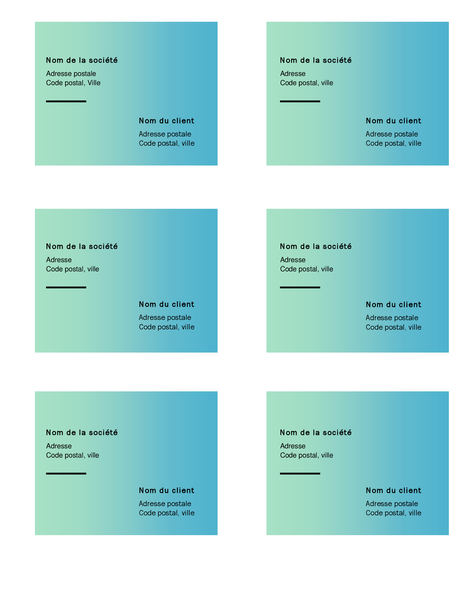 Étiquettes d’expédition (conception avec dégradé de verts, 6 par page, pour support Avery 5164) Étiquettes d’expédition (conception avec dégradé de verts, 6 par page, pour support Avery 5164)
