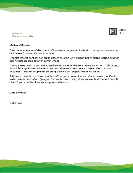 En-tête de lettre (conception Vague verte) En-tête de lettre (conception Vague verte)