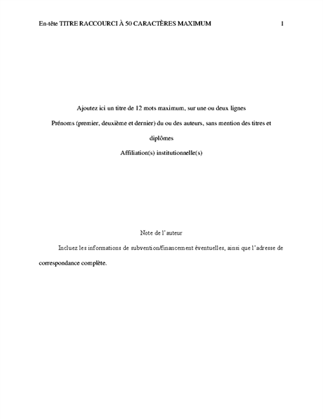 Document de style APA Document de style APA