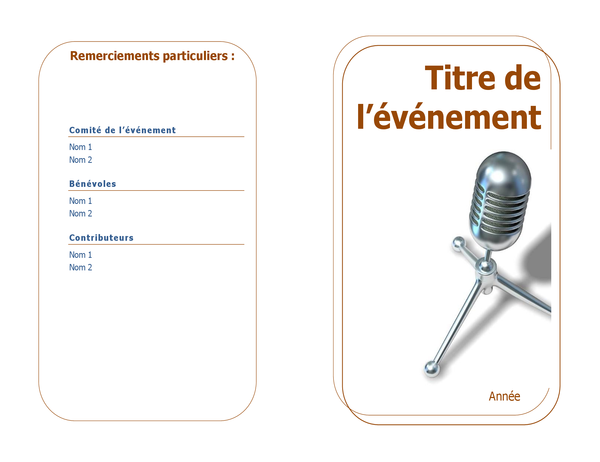 Programme de l’événement (plié en deux) Programme de l’événement (plié en deux)