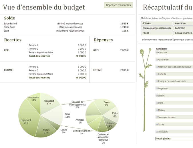Budget familial (mensuel) Budget familial (mensuel)