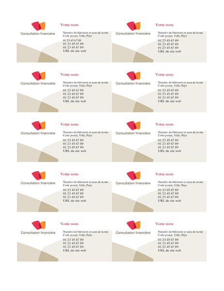 Carte de visite financière (10 par page) Carte de visite financière (10 par page)